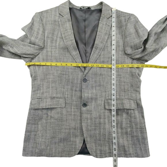 Paul Jones Mens Blazer Sport Coat Jacket Large Gray Two Front Button Linen Blend - Picture 9 of 15
